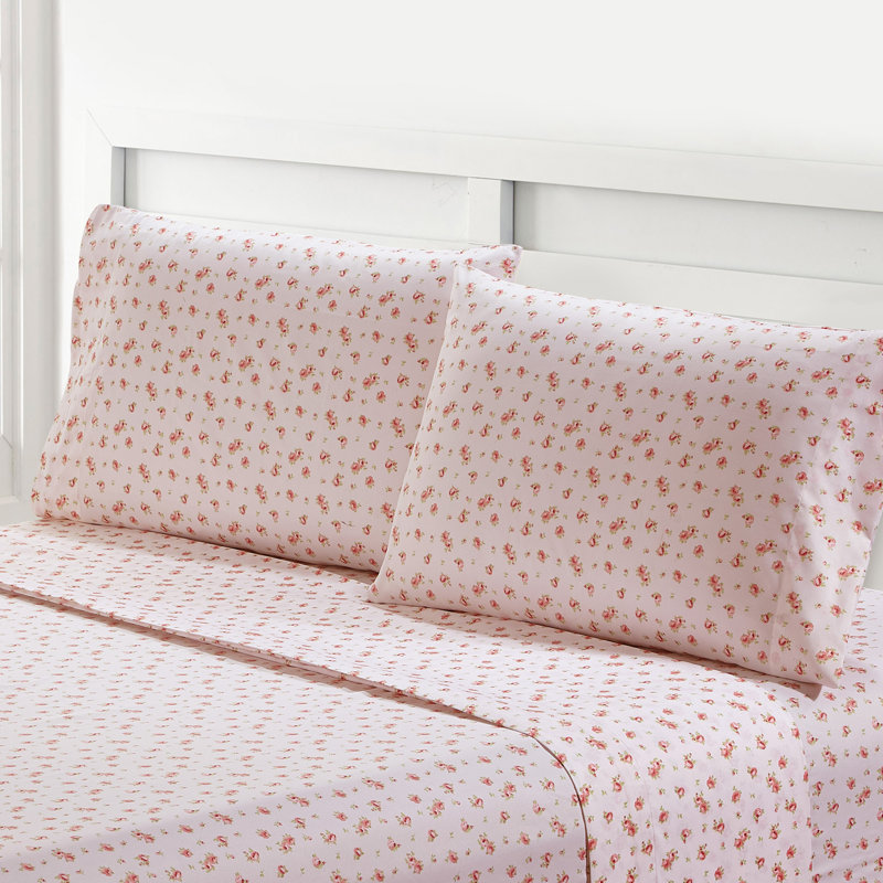 Modern Threads  Silky Soft Microfiber Wrinkle Free Sheets Luxurious Microfiber Bed Sheets, Blush Floral