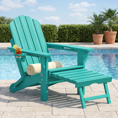 HDPE Foldable Adirondack Rocking Chairs with Retractable Ottoman