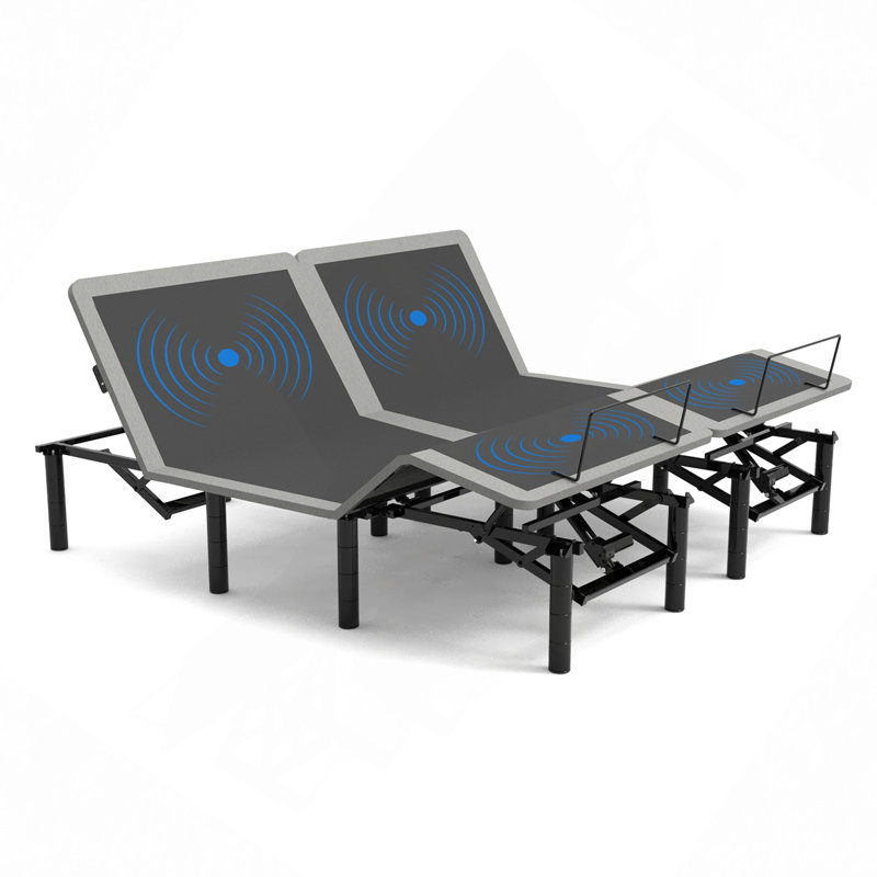 Base de lit réglable avec tête de massage et pied incliné, télécommande sans fil, deux types de ports USB: Type-A et Type-C, veilleuse à DEL, 4 pieds réglables en hauteur Assemblage facile