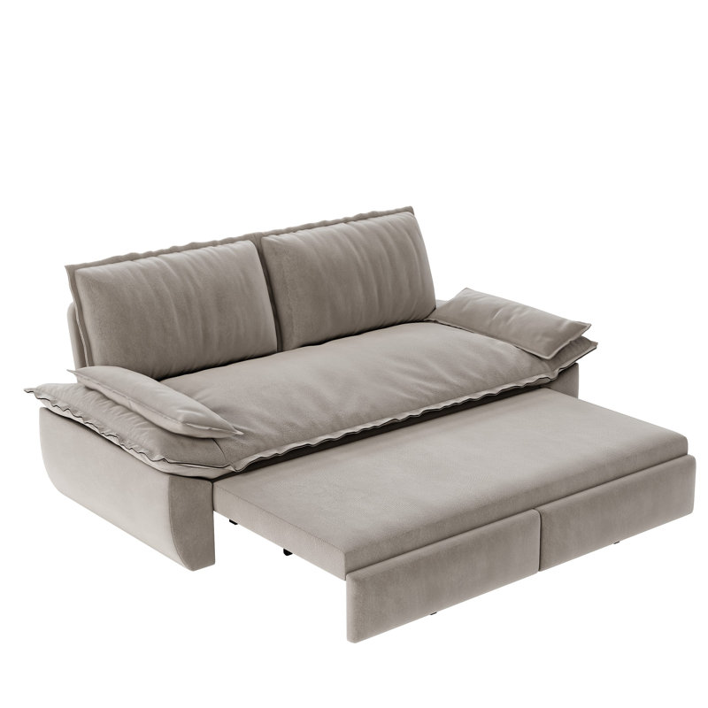 Grand canapé-lit escamotable, canapé-lit convertible 3-en-1, causeuse en velours multifonctionnelle, Velours gris velours
