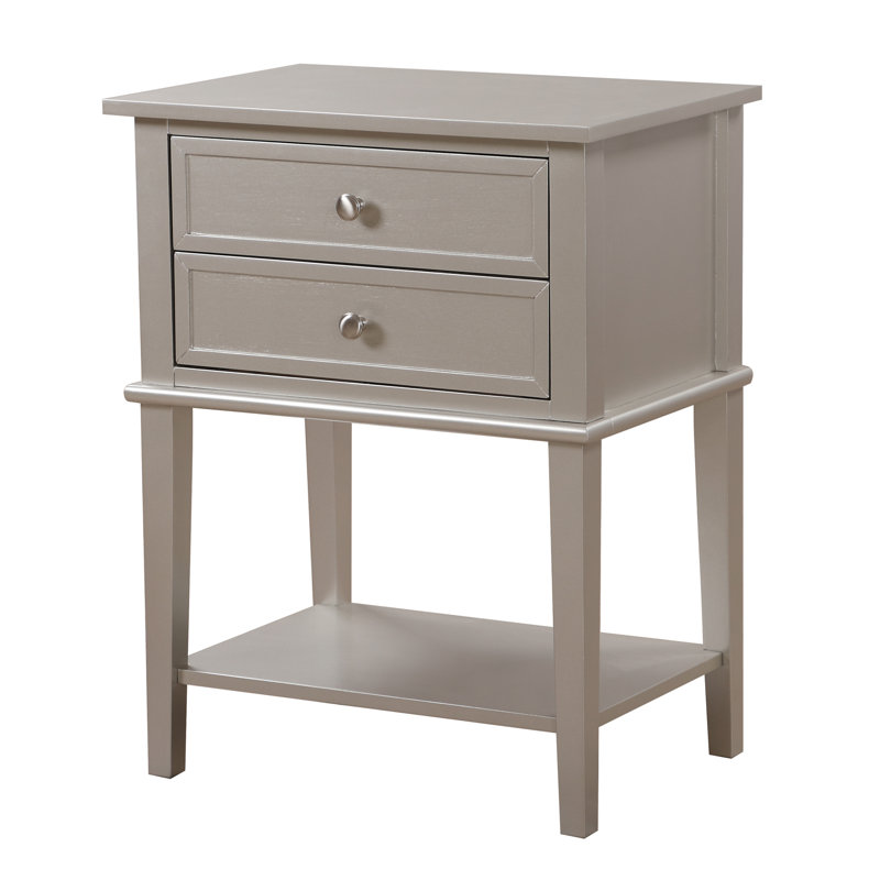 Élégante table de chevet champagne argentée, Argent argent