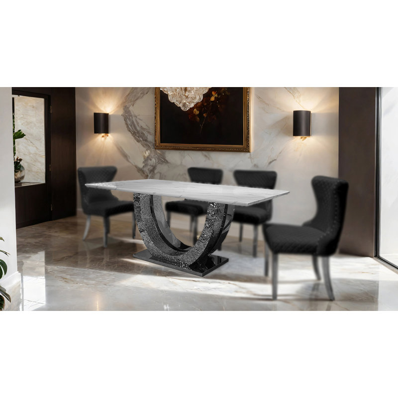 Table de salle à manger l 79,4 po Glam, Argent argent