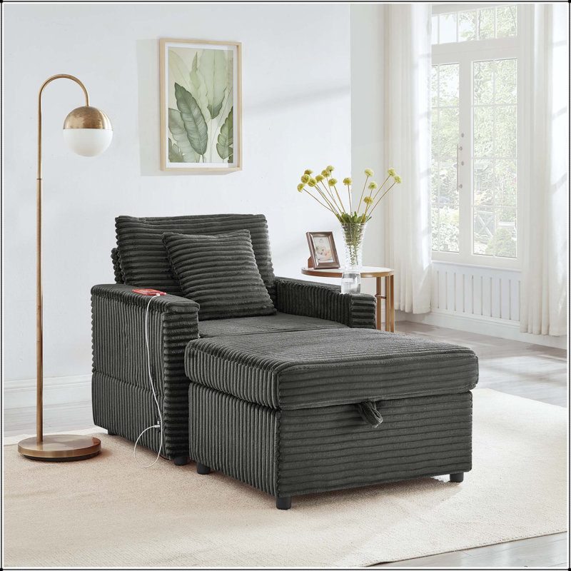 Canapé avec repose-pieds Fluffy, Dark Gray
