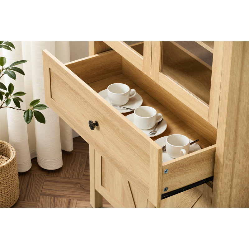 Armoire multifonctionnelle de style américain, contemporaine et rétro, avec grande capacité de rangement, armoire rétro Filler pour bureau ou salon, poignées rétro, bois d'ingénierie, rangement à cloisons,