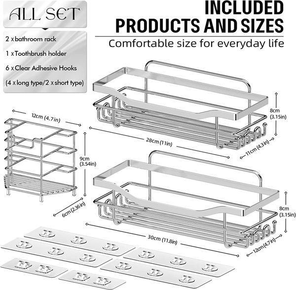 Rebrilliant Kosel Adhesive Stainless Steel Shower Caddy