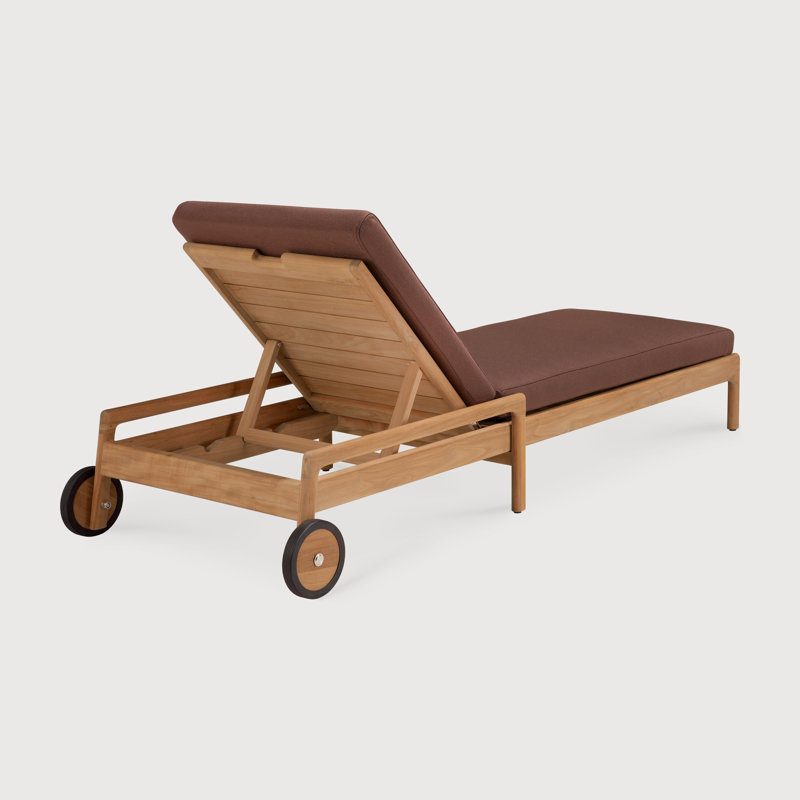 Jack outdoor adjustable lounger - teak - Burgundy fabric 216/84/34, Burgundy, Teak