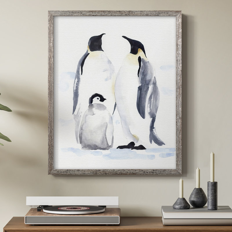 «Emperor Penguins II», reproduction encadrée - bois massif