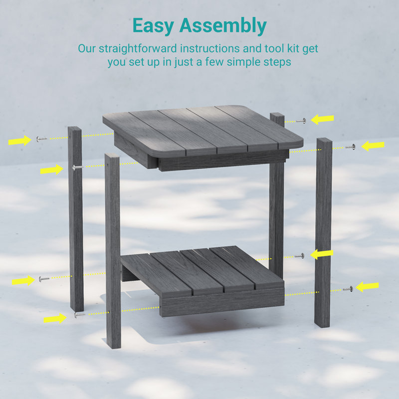 Patio Outdoor Adirondack Plastic/Resin Side Table Weather Resistant End Table, Dark Gray