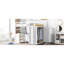 Lit mezzanine double blanc avec tiroirs, bureau et garde-robe - Chambre pour adolescents et fonctionnalités. Tiroirs de rangement, travail. Vêtements. Bois massif. L 78,3 po x l 56,7 po x H 65 po