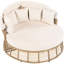 Lit de jour rond pour terrasse avec coussins confortables et auvent réglable, meubles pour porche de jardin, beige, toutes saisons, peut être divisé en 2 chaises