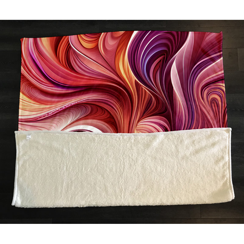 Throw Blanket, 51" W x 60" L, Abstract, Pink/Orange