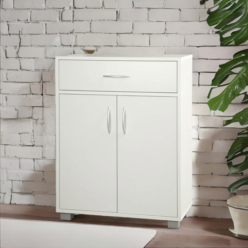 Wooden Storage Cabinet Organiser With Drawer Oak, White