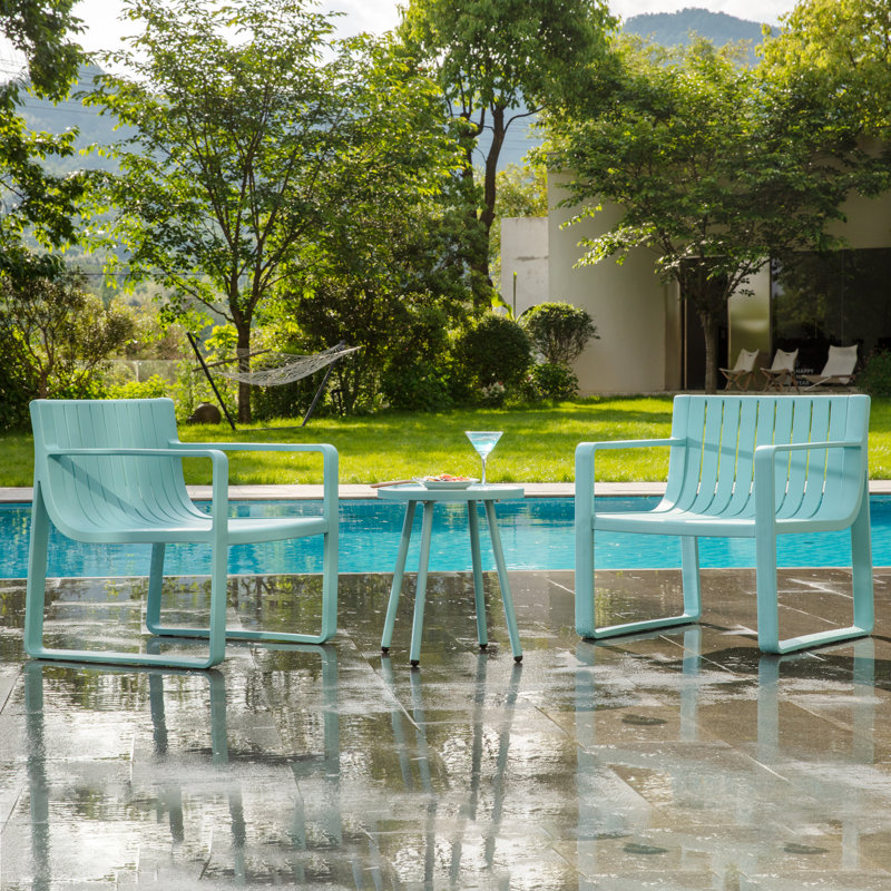 Werph 2-Person Outdoor Seating Group,  Patio Conversation Furniture Sets with Coffee Table, Blue