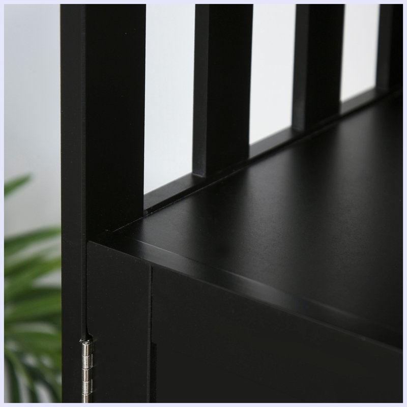 Sideboard Buffet Cabinet, Modern Kitchen Cabinet, Coffee Bar Cabinet With 2-Level Shelf And Open Compartment, Black