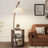 White + Nut-brown Fabric + Solid Wood + Iron Free form Floor Lamps