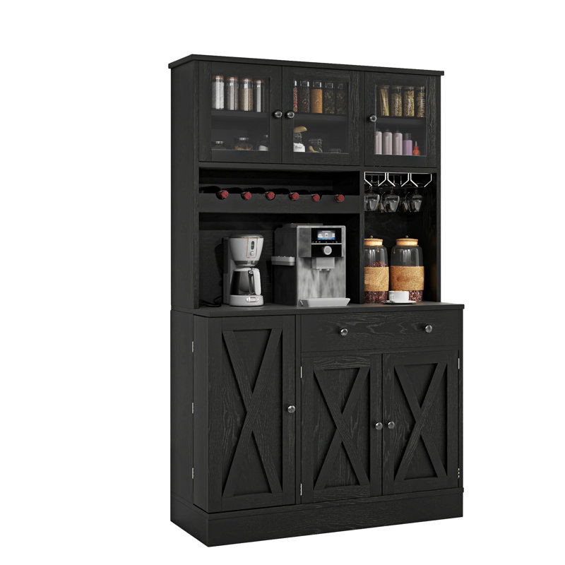 Armoire de rangement avec garde-manger Gracie Oaks, Noir