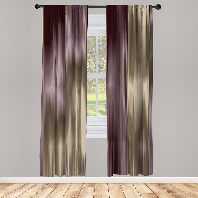 Microfiber Floral Semi-Sheer Rod Pocket Curtain Panels, 28" W x 63" L, Purple/Brown