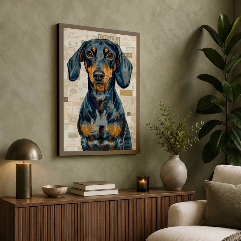 Alert Hound Eclectic - Wrapped Canvas, 18x12 - 45.7 x 30.5 cm, Sage Border