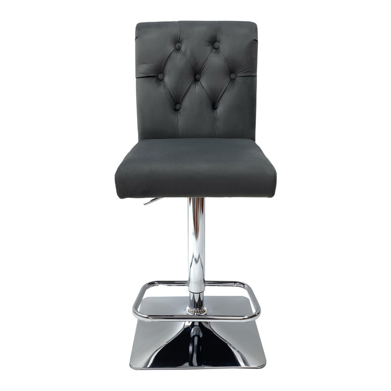 Segarra Swivel Upholstered Adjustable Height Counter Stool with Metal Frame, Grey 