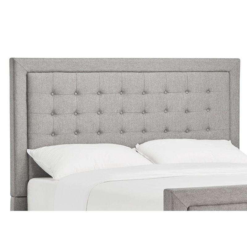 Kaster Upholstered Headboard, Full, Gray Linen