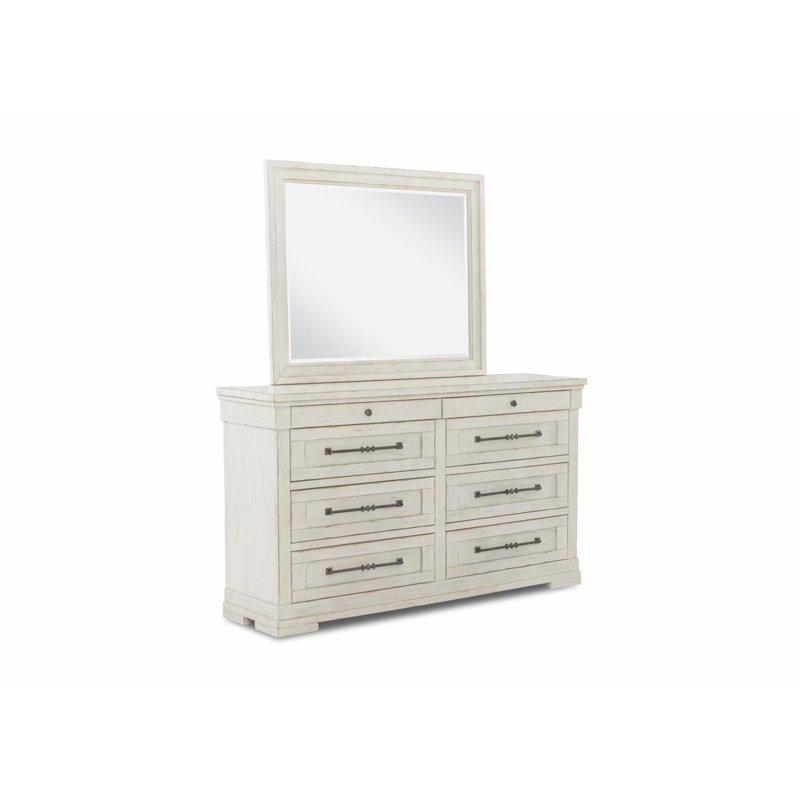 Chalk White Transitional 8-Drawer Farmhouse Dresser