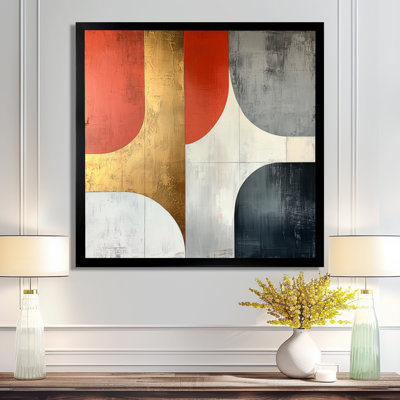 Forme géométrique abstraite géométrique dorée rouge et grise I - Art géométrique abstrait