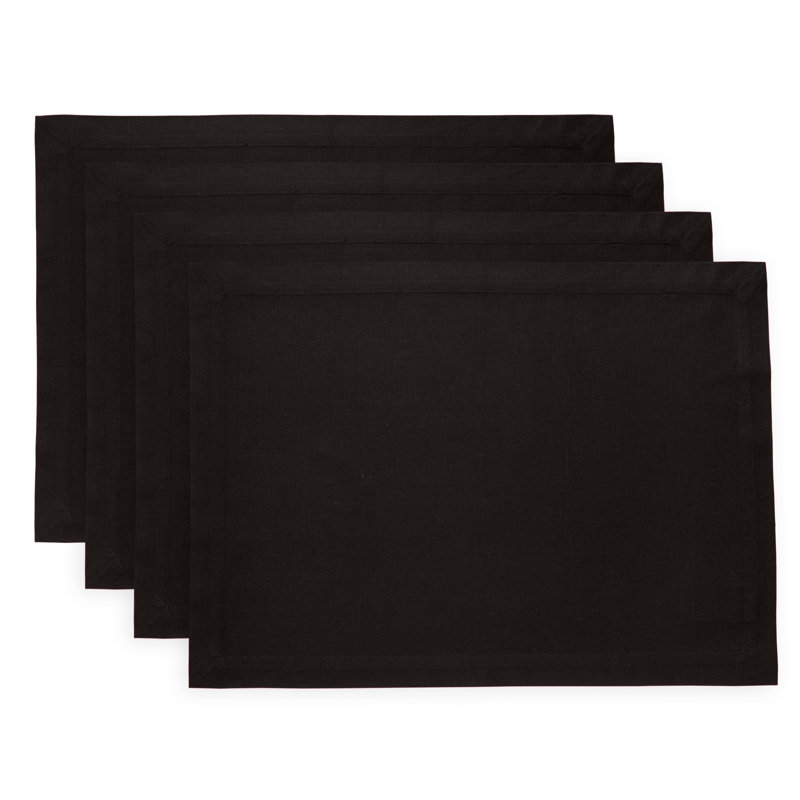 Dru - Cotton Linen Plain Placemats, Black