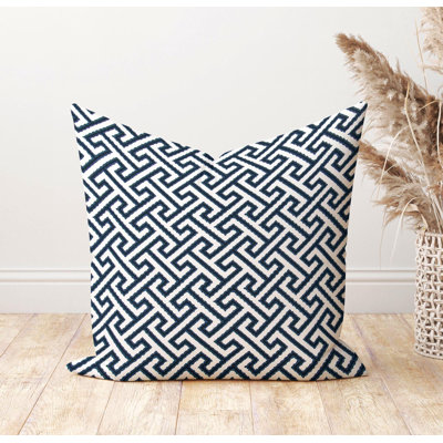 Housse de coussin d'extérieur à imprimé géométrique bleu marine