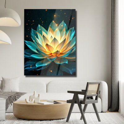 Lotus Flower Tempered Glass Wall Art