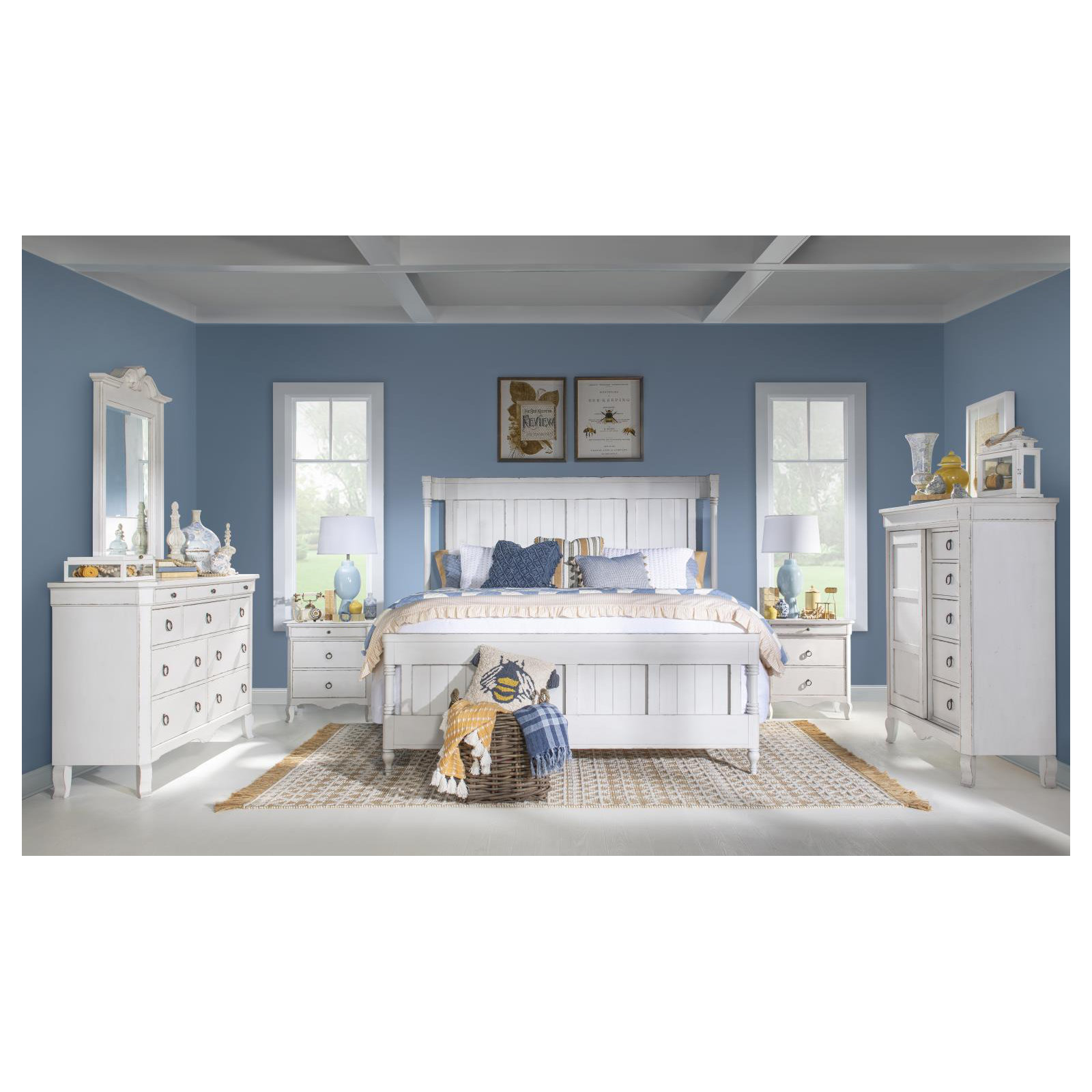Country Living Sleigh Bed, White, King