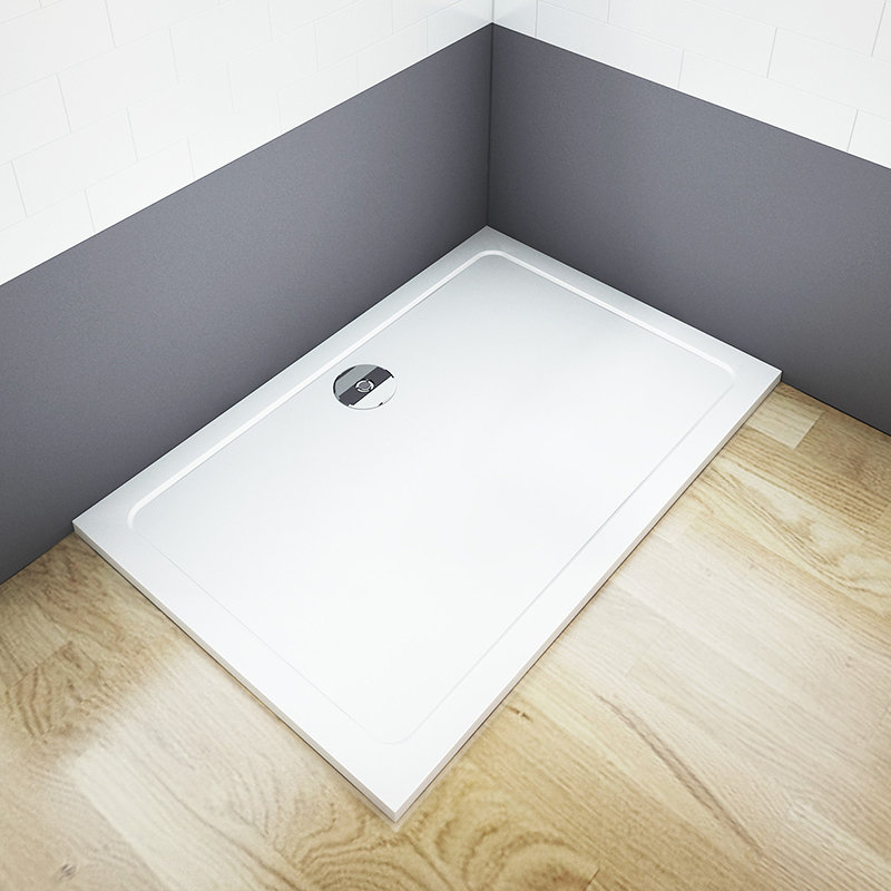 Clairville Stone Shower Tray White, 30mm H x 1400mm W x 900mm D