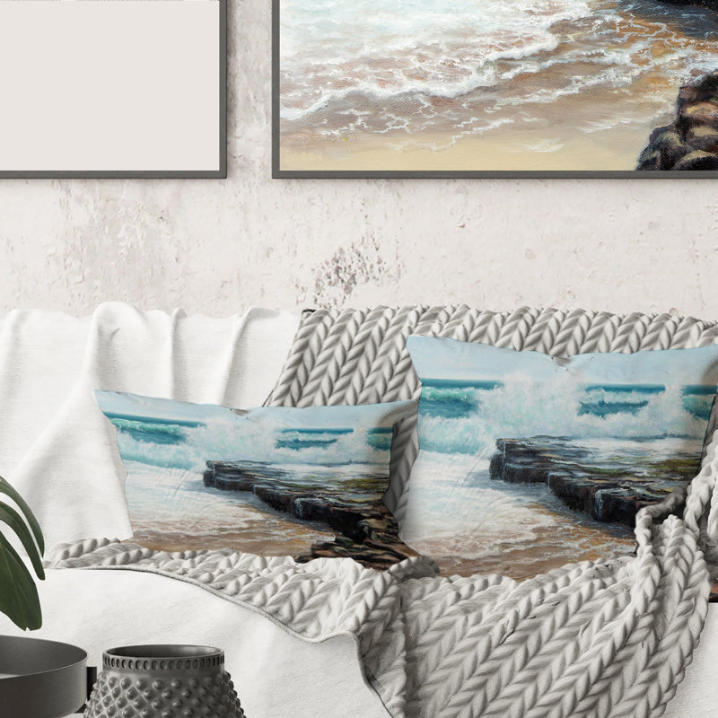 Housse et insert de coussin Wild Waves Breaking on the Shore, 18" x 18"