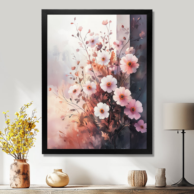 Arviso - Floral Wall Art, 32" H x 16" W, Black, Single Picture Framed Print