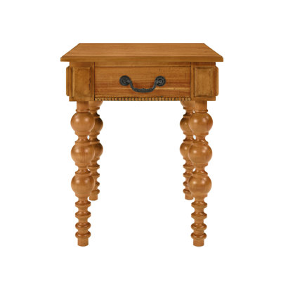 Solid Wood End Table With Drawer, Easy Assembly Vintage Narrow Sofa Side Table For Living Room, Natural