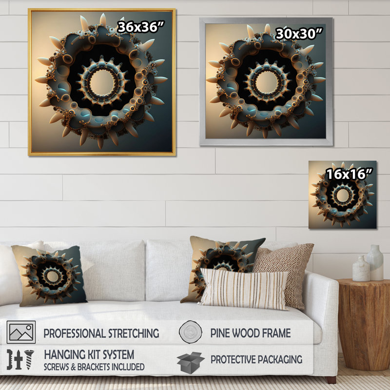 3D Fractal UniverseI sur impression sur toile, H 30 po x l 30 po x P 1 po, Cadre flottant doré
