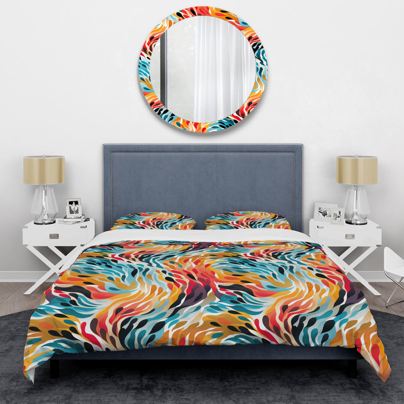 Ensemble de housse de couette Rainbow Cheetah Waves, Housse de couette pour grand lit et 2 taies décor