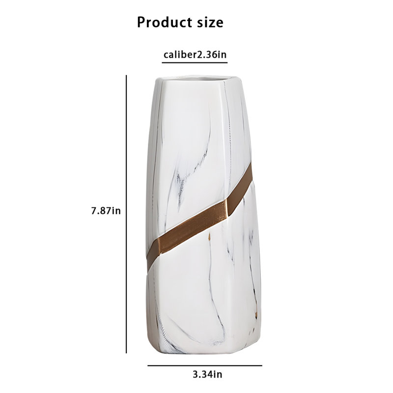 Vase en céramique, Blanc, H 7,87 po x l 3,34 po x P 3,34 po