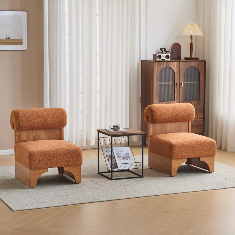 Elegant Rolled Back Chair, Orange