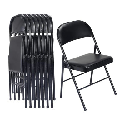  Ensemble de 6 chaises rembourrées pliantes rembourrées pour les événements et la maison, noir