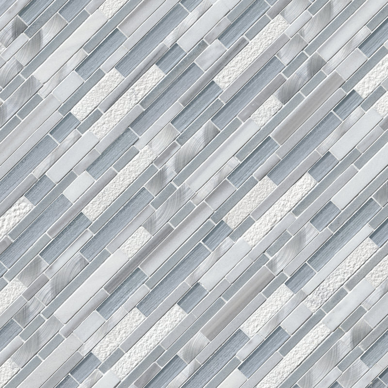 Alessio Interlocking 12 in. x 12 in. Glass, Stone and Metal Blend Mosaic Wall Tile