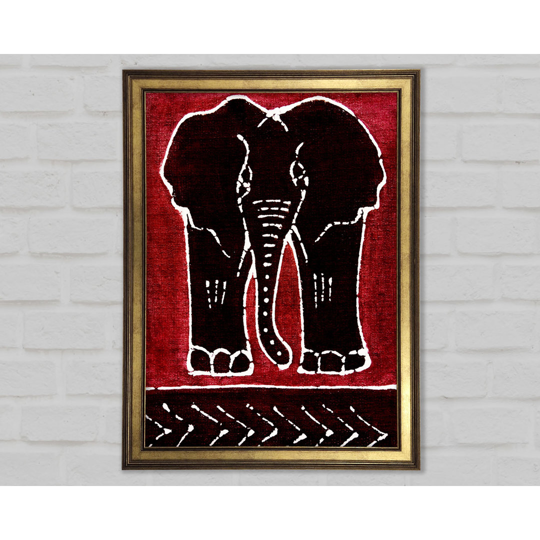 Aborigine Roter Elefant Gerahmter Druck