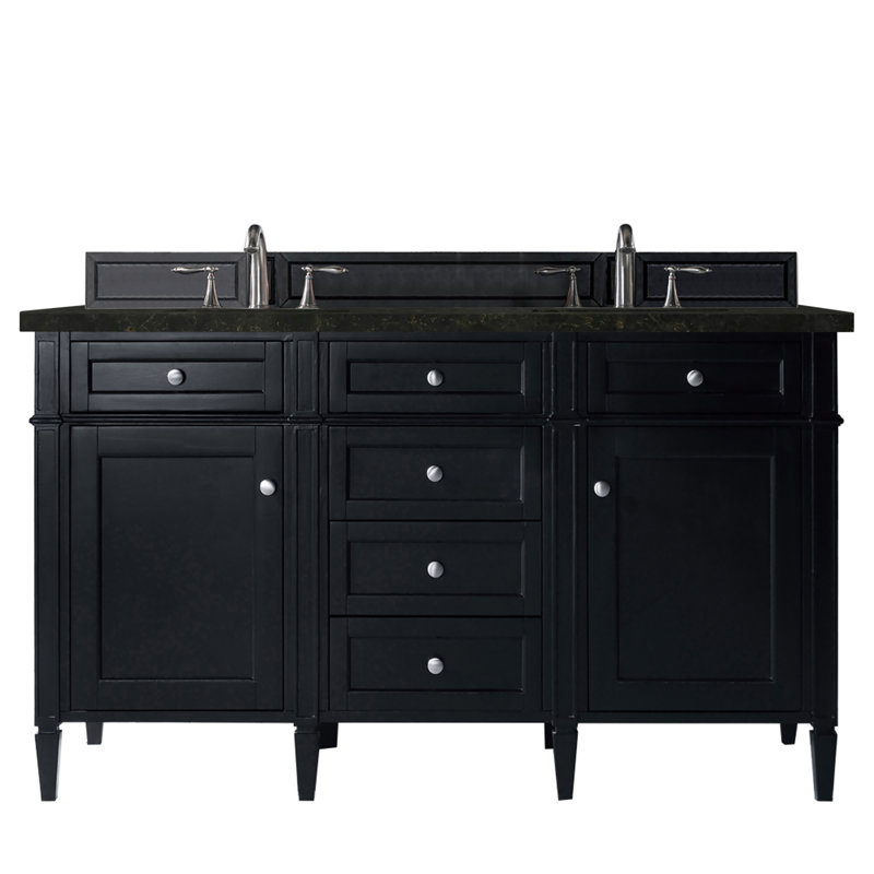Ensemble de meuble-lavabo double 60 po Dussault, Noir onyx, Fantôme, 8 po