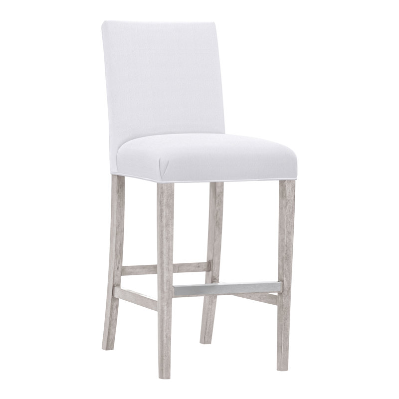 Gin Fizz Upholstered Stool with Solid Wood Frame, No, Navada Snow, Dove Gray
