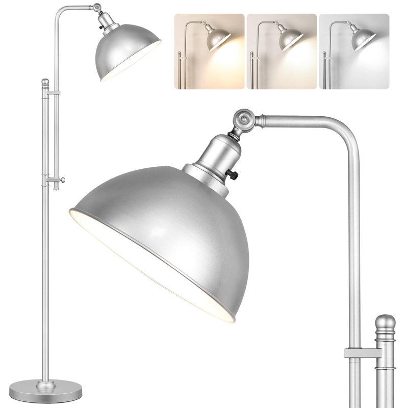 Industrial Floor Lamp Adjustable, Reading Lamp With Remote Control Metal Shade For Living Room Bedroom Study Room Office Hotel