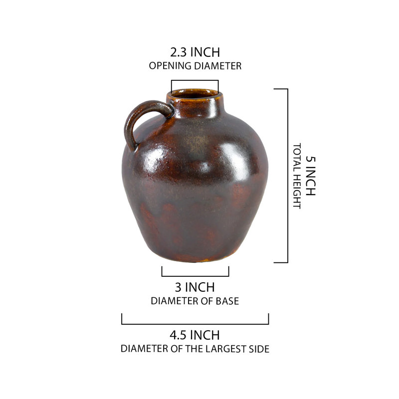 Vase en céramique émaillé Winston Porter, design antique, parfait pour les fleurs fraîches ou séchées