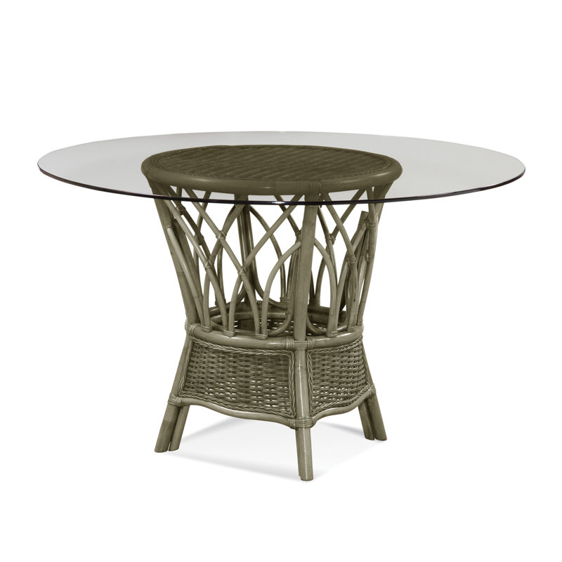 Everglade Round Glass Dining Table, 29.5" H x 48" W x 48" L, Greystone