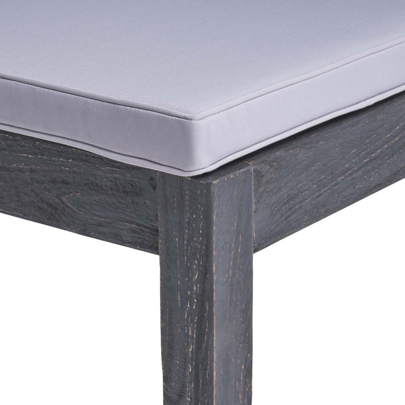 Chaise de salle à manger d'extérieur sans accoudoirs en bois d'acacia avec coussins (ensemble de 2), Gris / Gris foncé