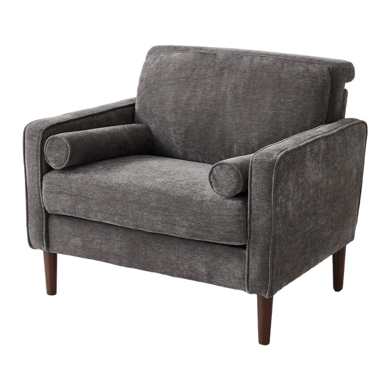 85cm Wide Tufted Chenille Armchair with Pillows