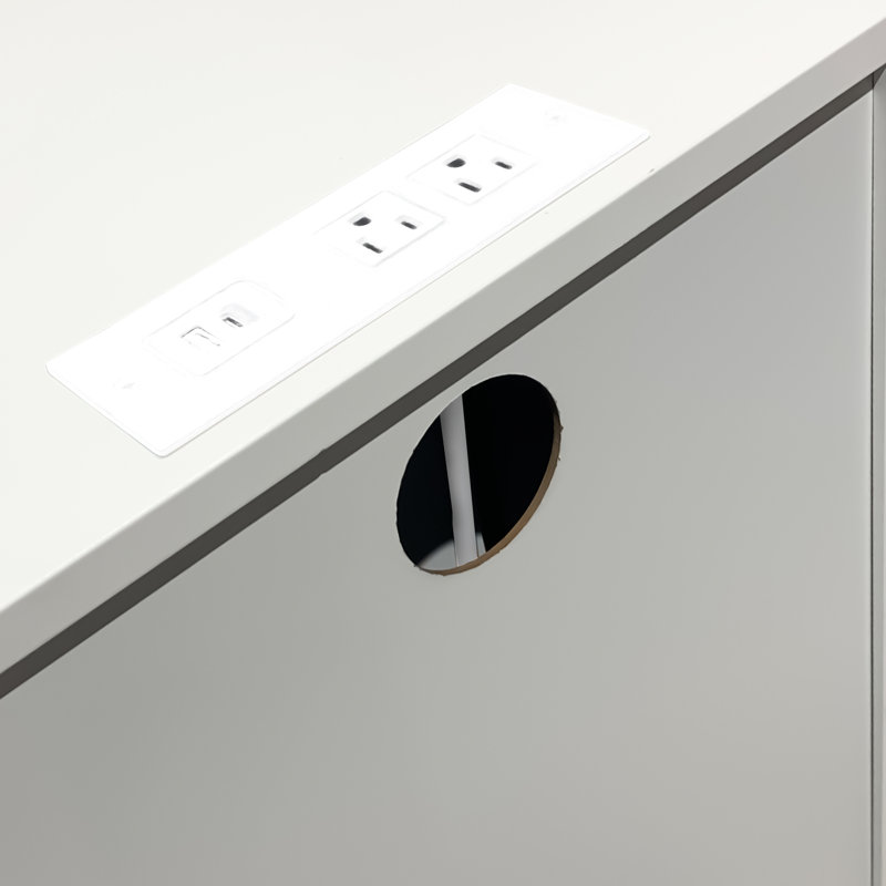 Table de chevet blanche avec tiroirs et option de charge - Table de chevet moderne pour couloir