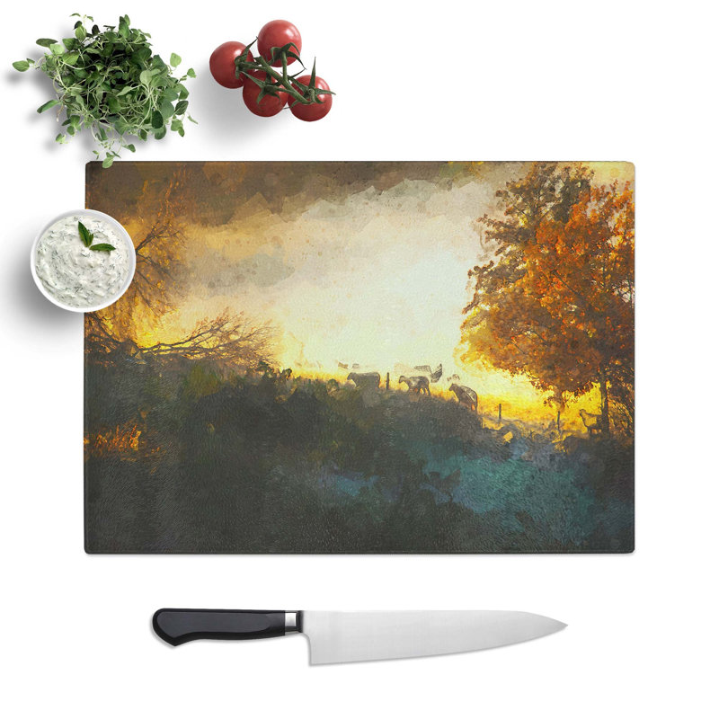 Tempered Glass Sheep in Sweden Chopping Board, 39 cm W x 28.5 cm L